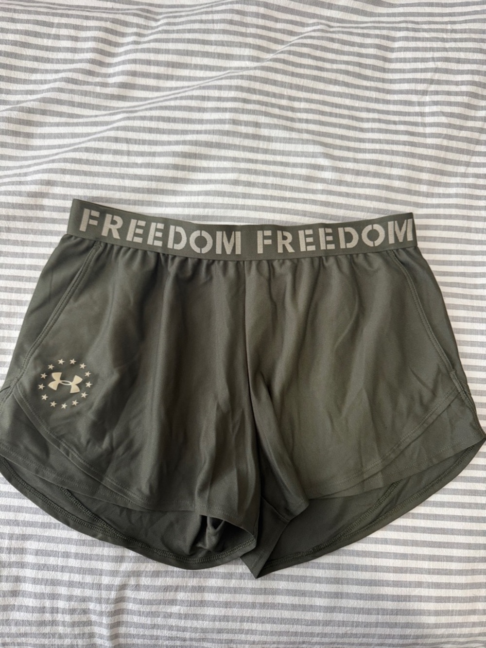 Under Armour Women's Freedom Olive Performance Running Shorts